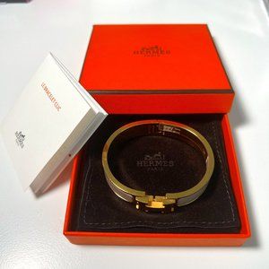 Pre-Owned Hermes Clic H Bracelet For Women, Size PM, Color Marron Glacé